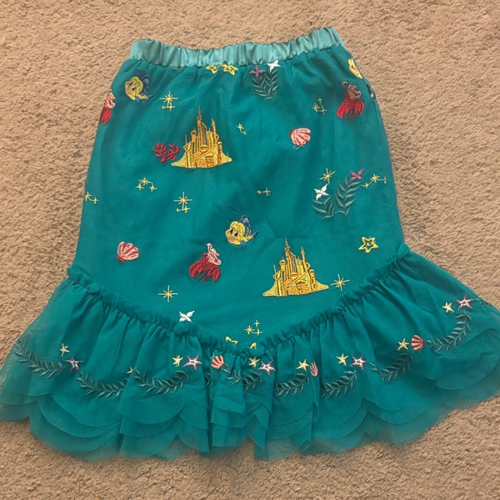 Hanna Andersson Teal Skirt with Embroidered Accents
